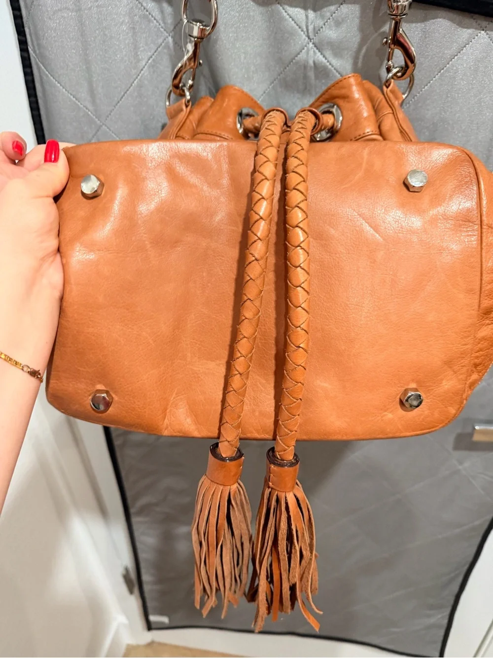 Rebecca Minkoff Tan Drawstring Tassel Bucket Bag - Women